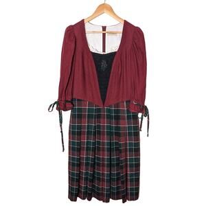 Landhaus Linen German Dirndl Oktoberfest Bavarian Scottish Costume Dress Sz L